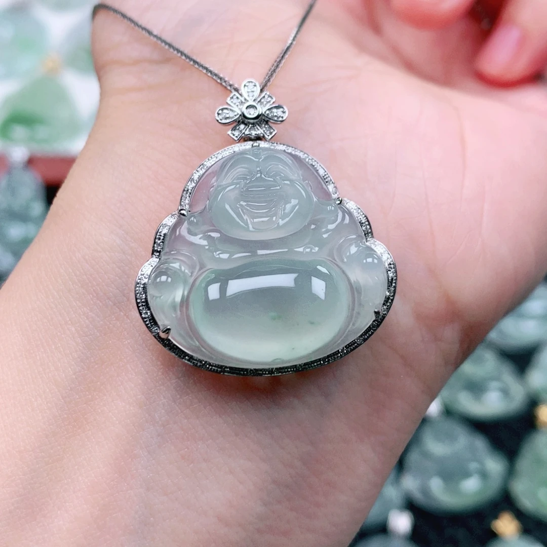 晓***欢翡翠18K金镶嵌吊坠(不含链)