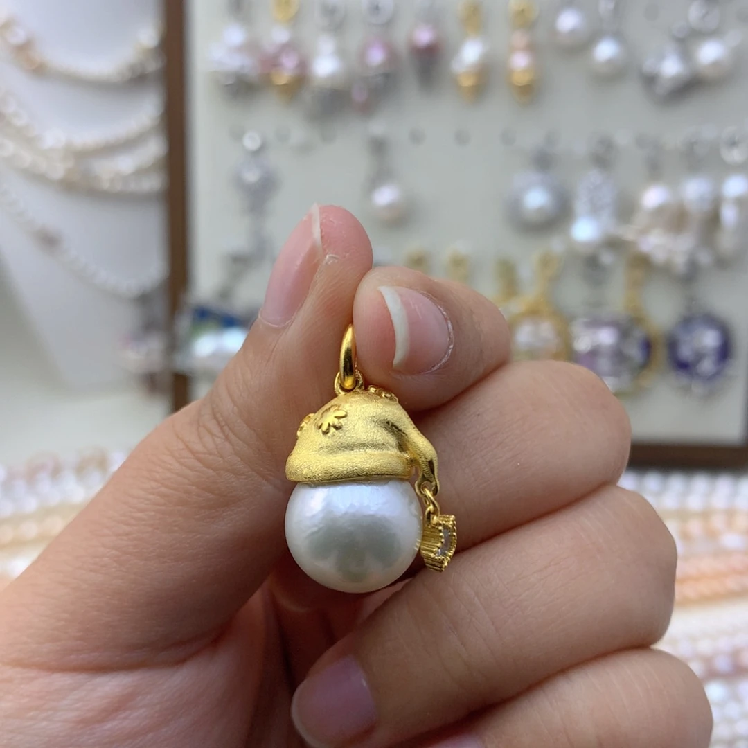 初***清银S925镶嵌淡水珍珠吊坠