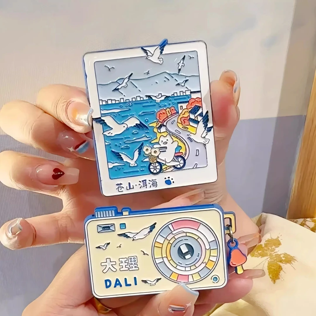 云南大理苍山洱海照相机冰箱贴可分开金属磁吸文创猫空同款纪念品