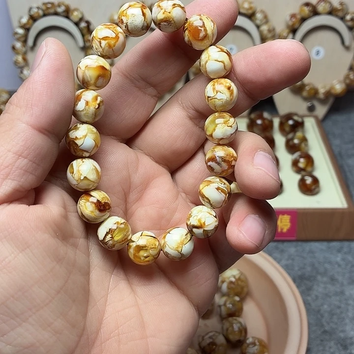 不***小桃核吊坠沁色圆珠手串单圈