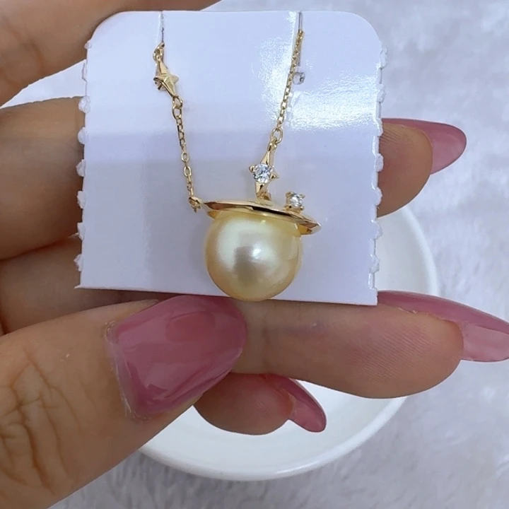 银S925镶嵌海水珍珠颈饰梦****6