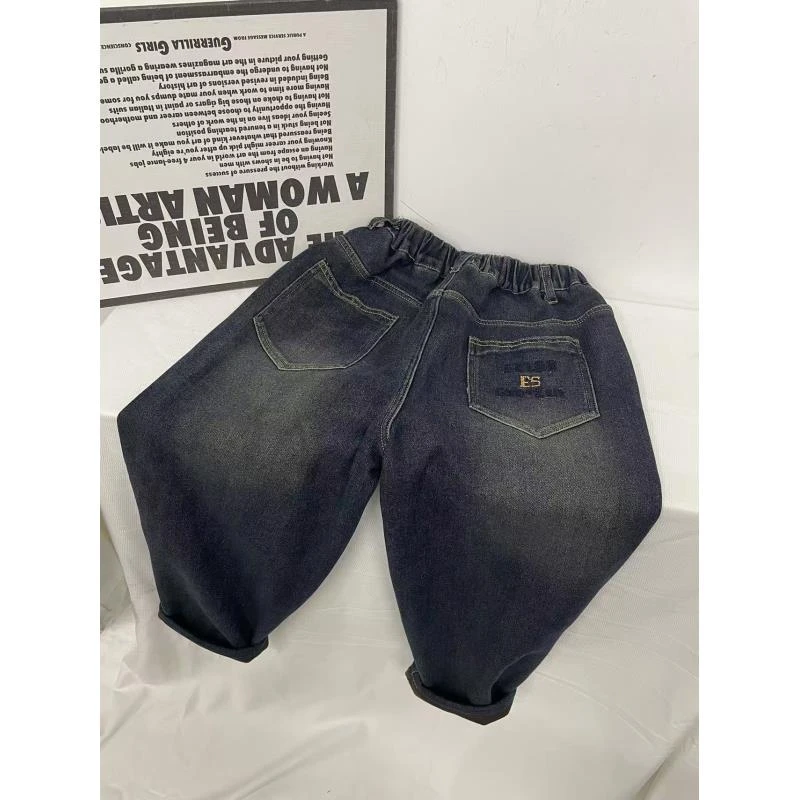 411099《5-13》优选韩版冬季儿童休闲舒适加绒牛仔裤