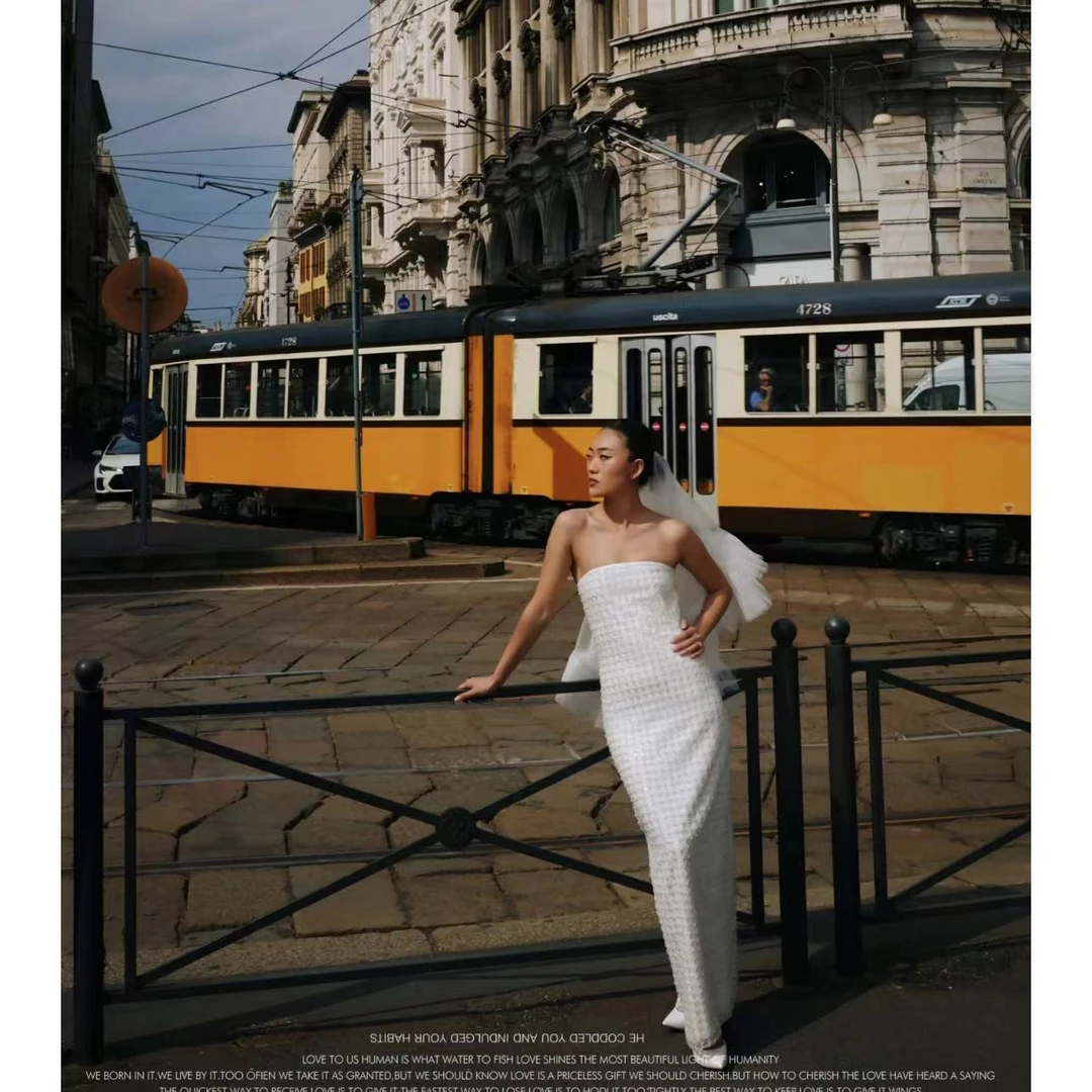 派对明星！北欧设计师重工亮片缀饰格子抹胸连衣裙