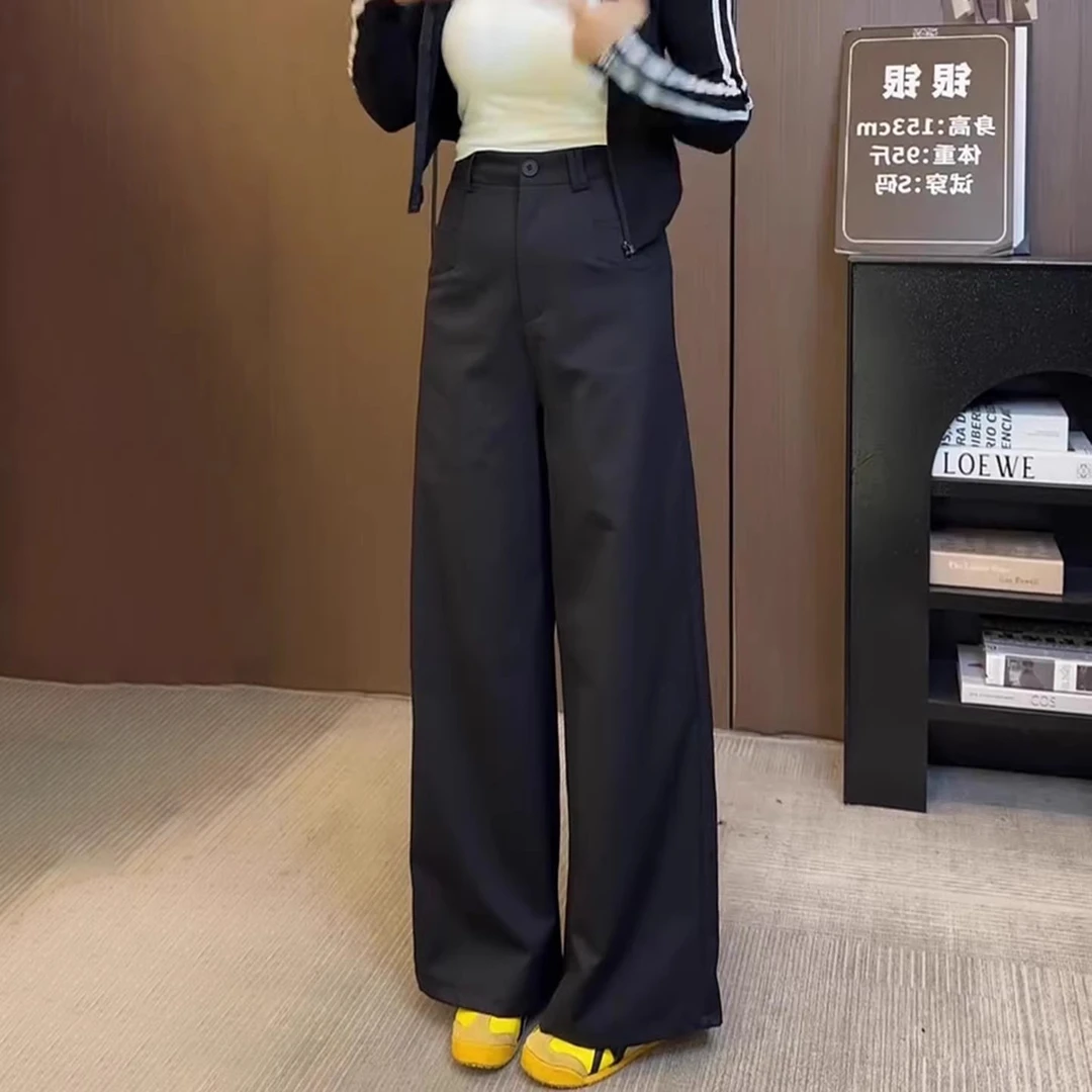 黑色西装裤女秋季流行新款显瘦百搭直筒裤极简风遮肉松弛感阔腿裤