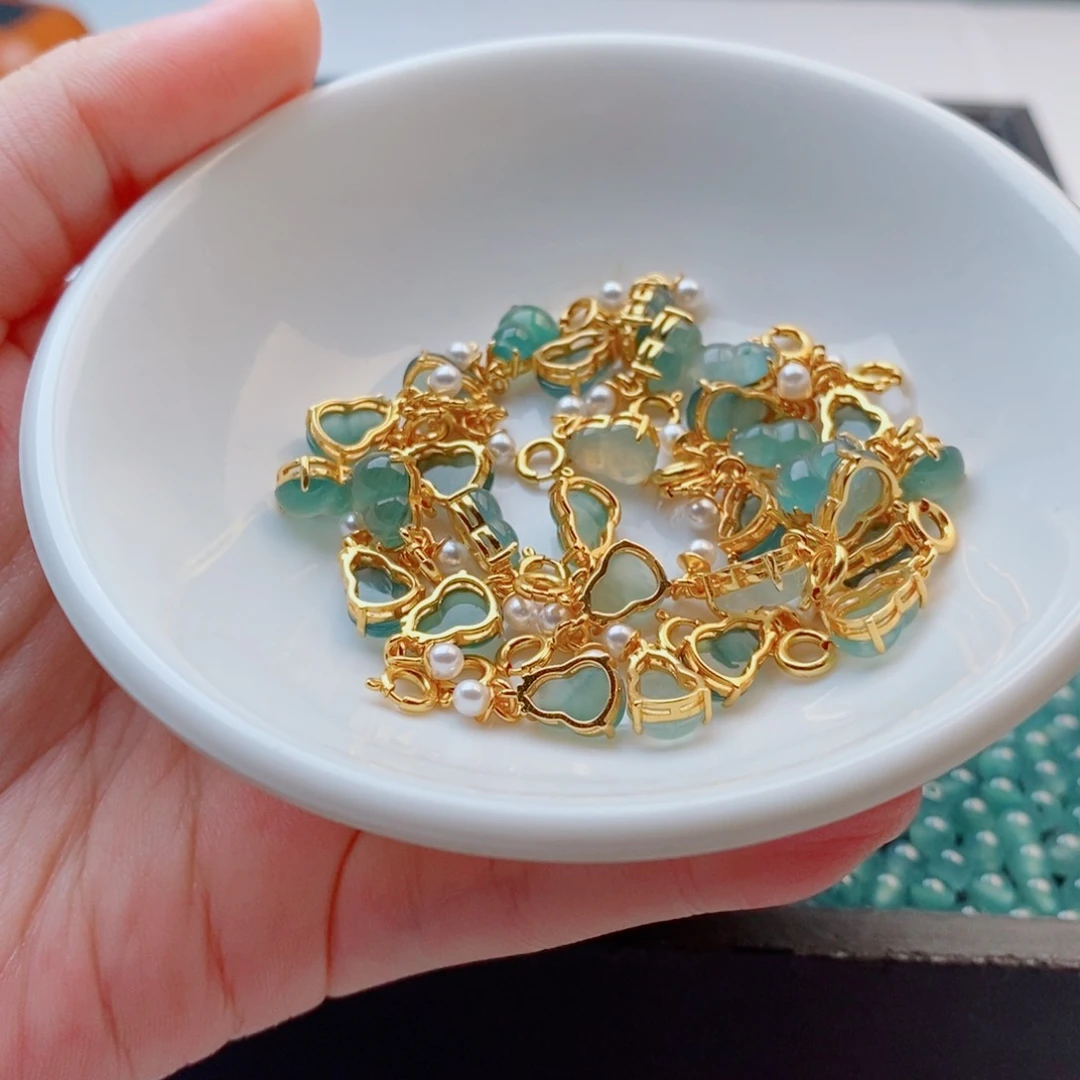 银S925镀金镶嵌手链翡翠配饰