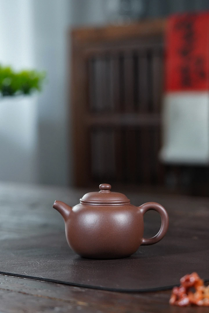 【禅砂居】匏尊壶_220cc_老紫泥_全手工手制_宜兴原矿手工茶壶茶具
