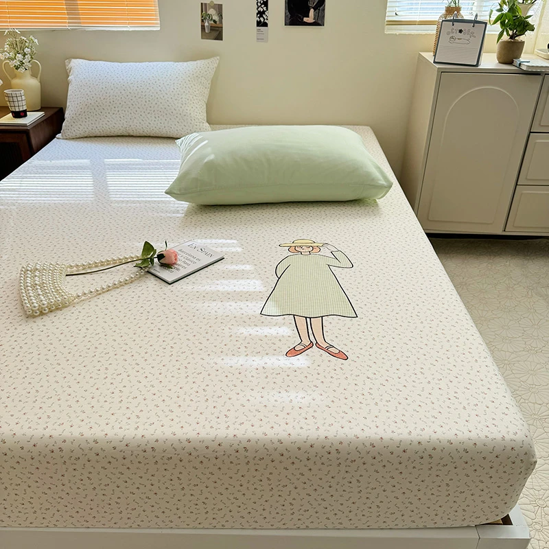 A类加厚双层纱床笠纯棉100全棉单件卡通儿童床罩全包床垫保护罩