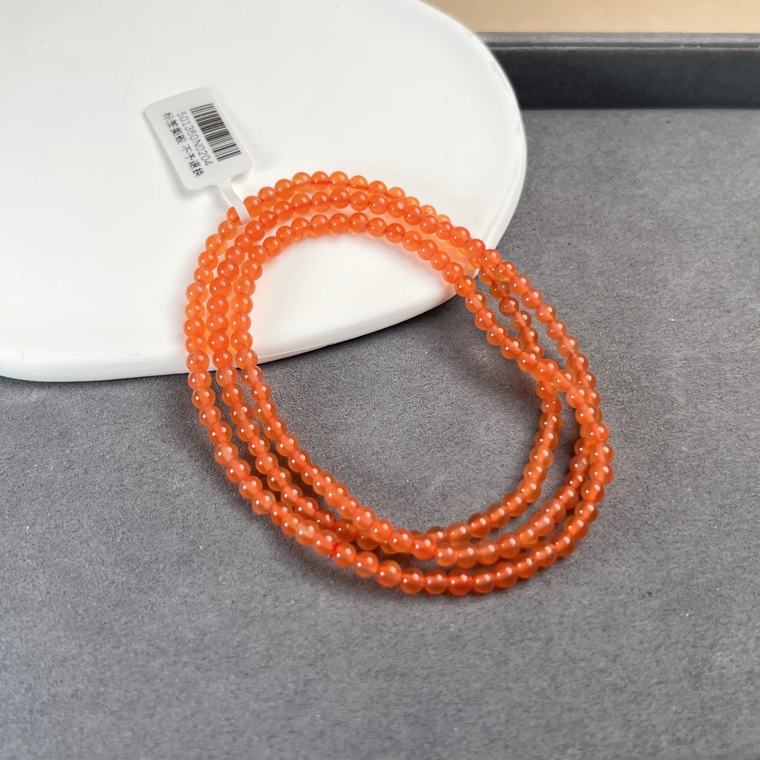 保山冰红南红玛瑙圆珠长链4-4.5mm