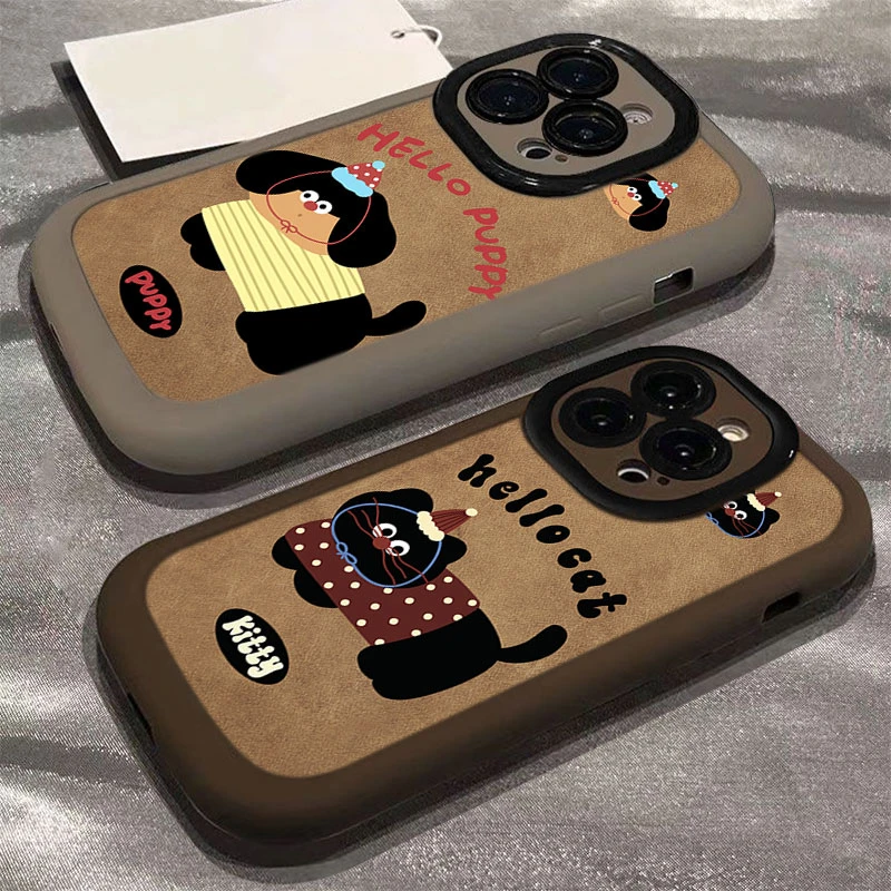 秋冬小猫小狗适用iphone1716promax苹果1514手机壳泡芙13p12/11软