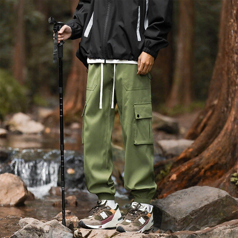 重磅束脚工装裤春秋款宽松长裤运动休闲卫裤-2098山系外景-