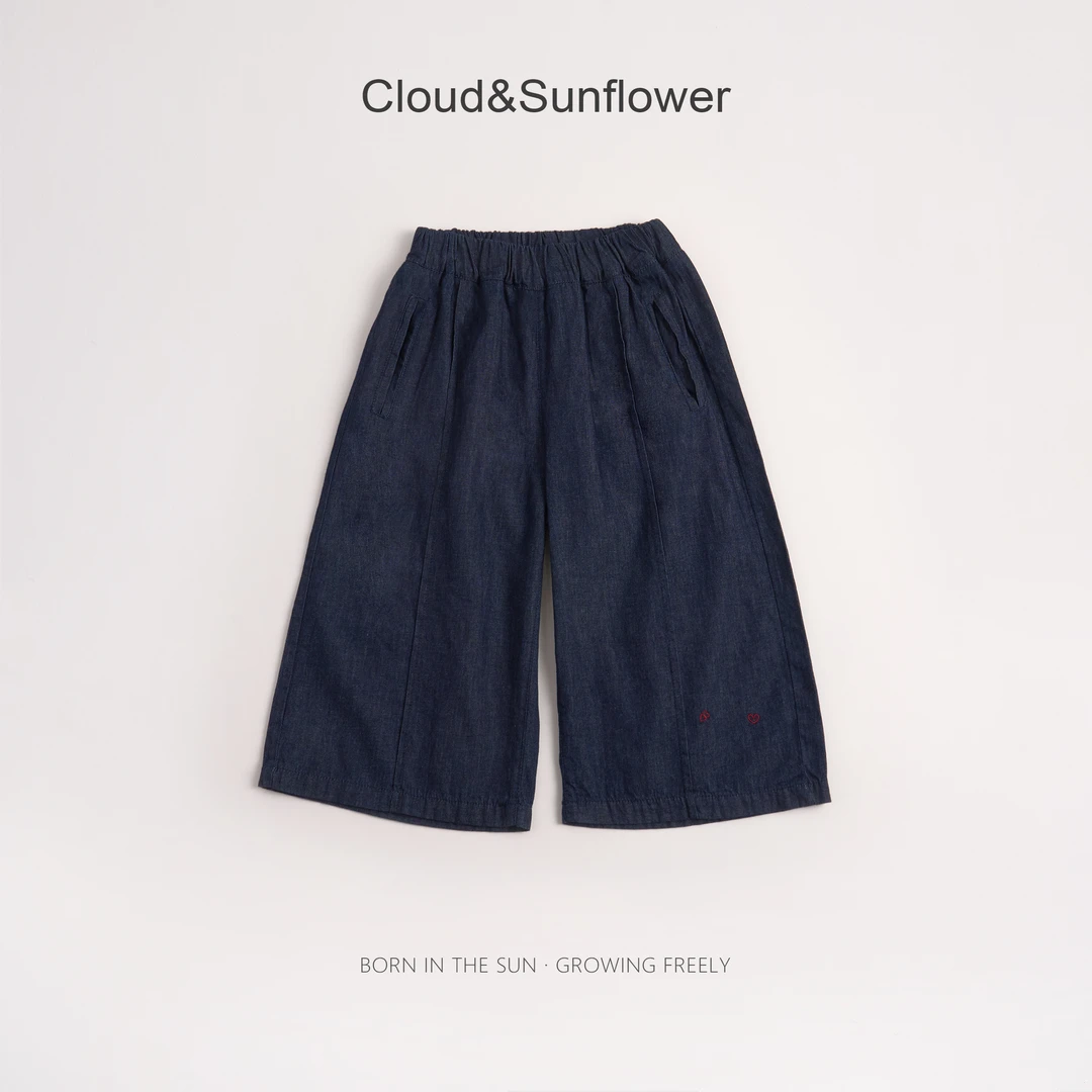 【云朵小葵】女童夏季裤脚小爱心刺绣7分裤休闲裤1113971