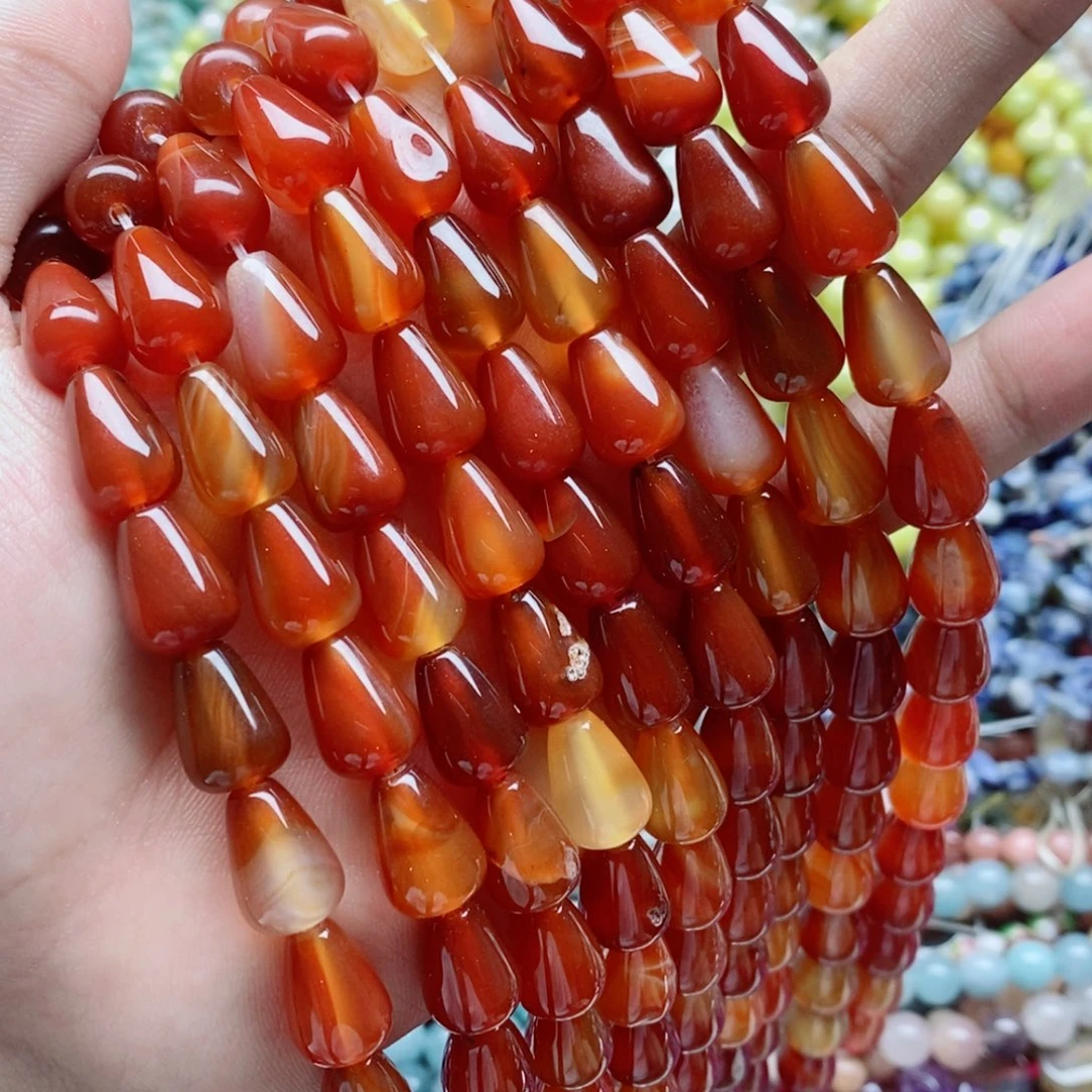 玛瑙/玉髓未镶嵌珠宝半成品一条天然14X10mm红玛瑙水滴