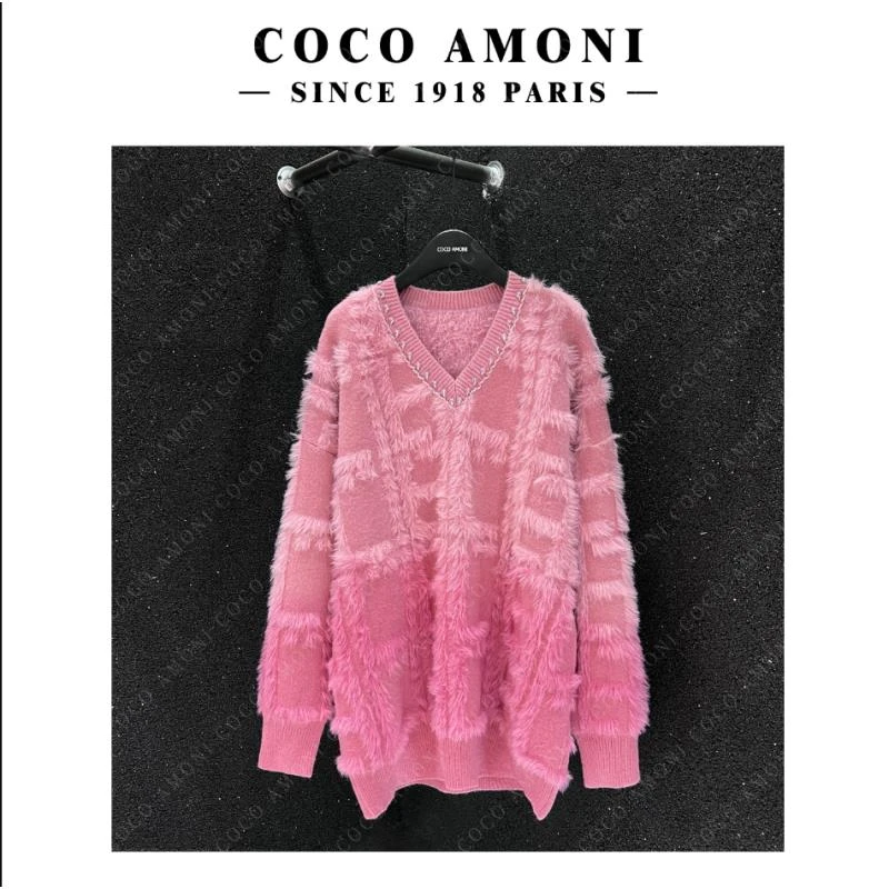 重工植绒镶钻渐变色领套头毛衫甜美时尚针织毛衫毛衣NZ558