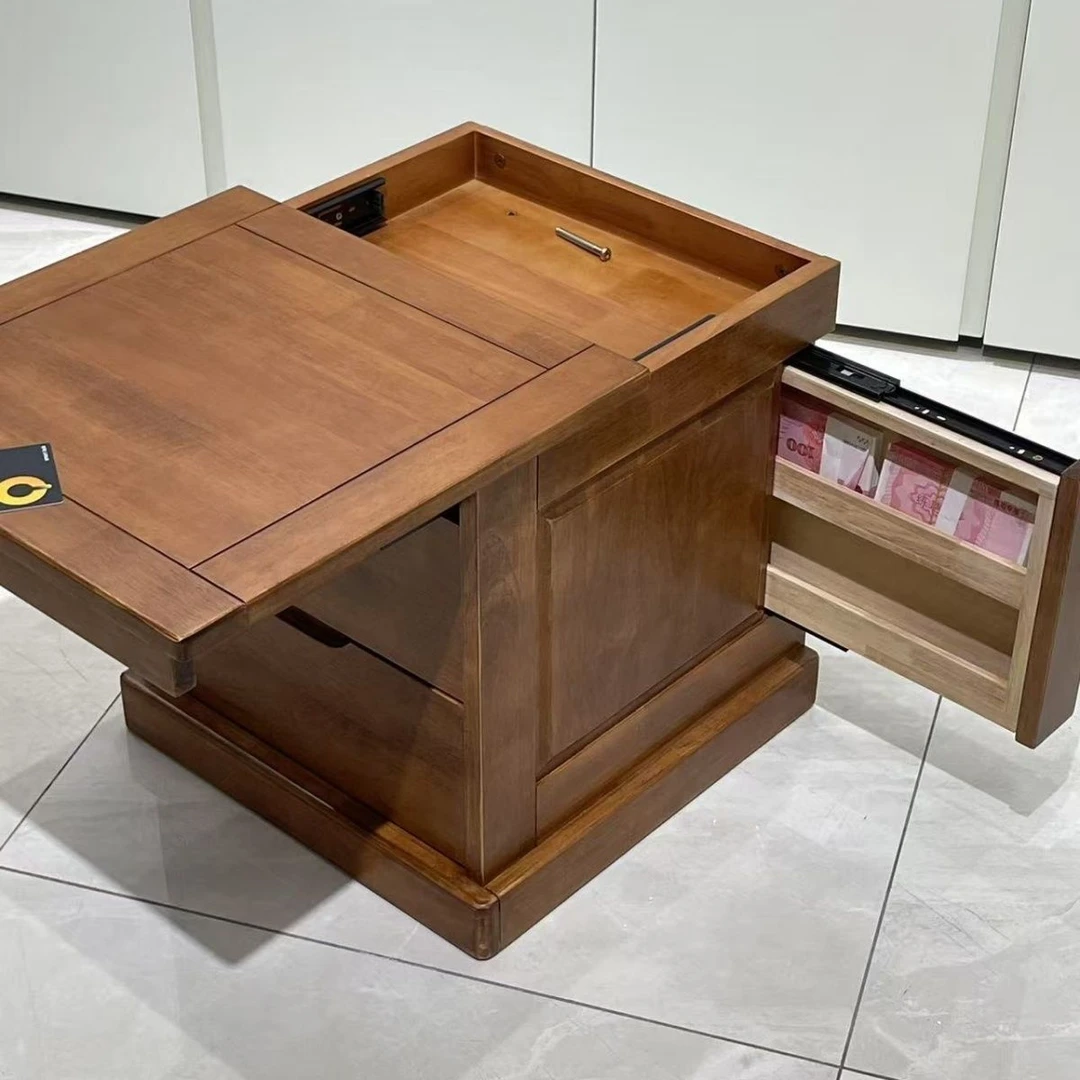 新款实木中式现代简约暗格床头柜带钥匙隐藏暗层抽屉卧室保险防盗