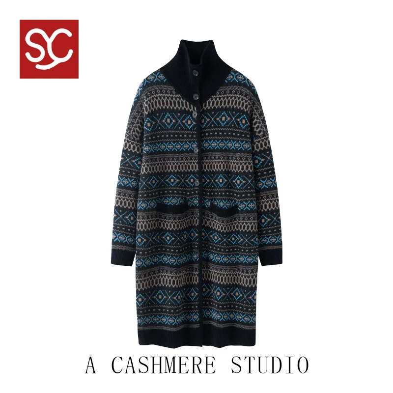 山 羊绒温柔风长款高领针织保暖大衣