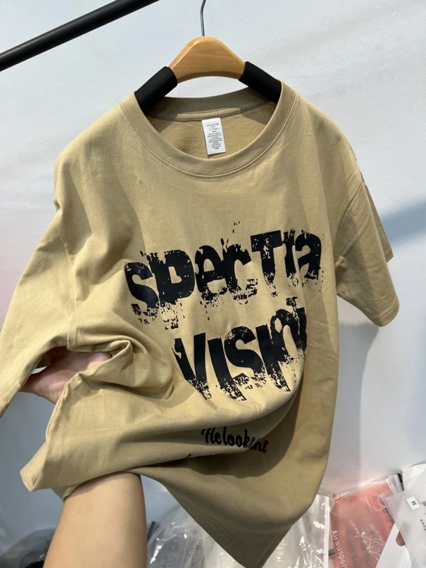 男女同款字母短袖做旧T恤夏季薄款短袖T小众复古印花时尚圆领宽松