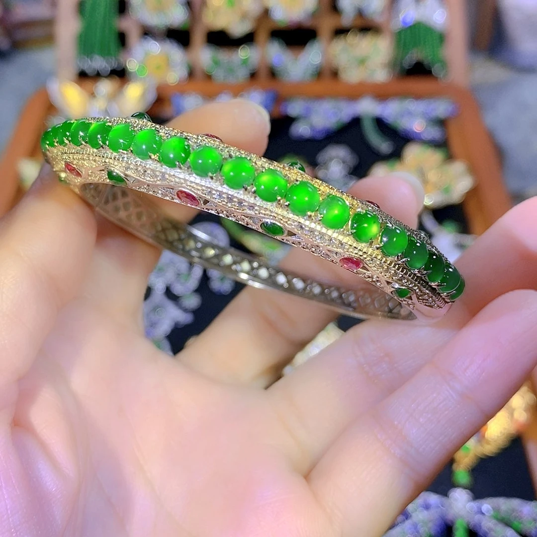 吊坠(不含链)银S925镶嵌翡翠