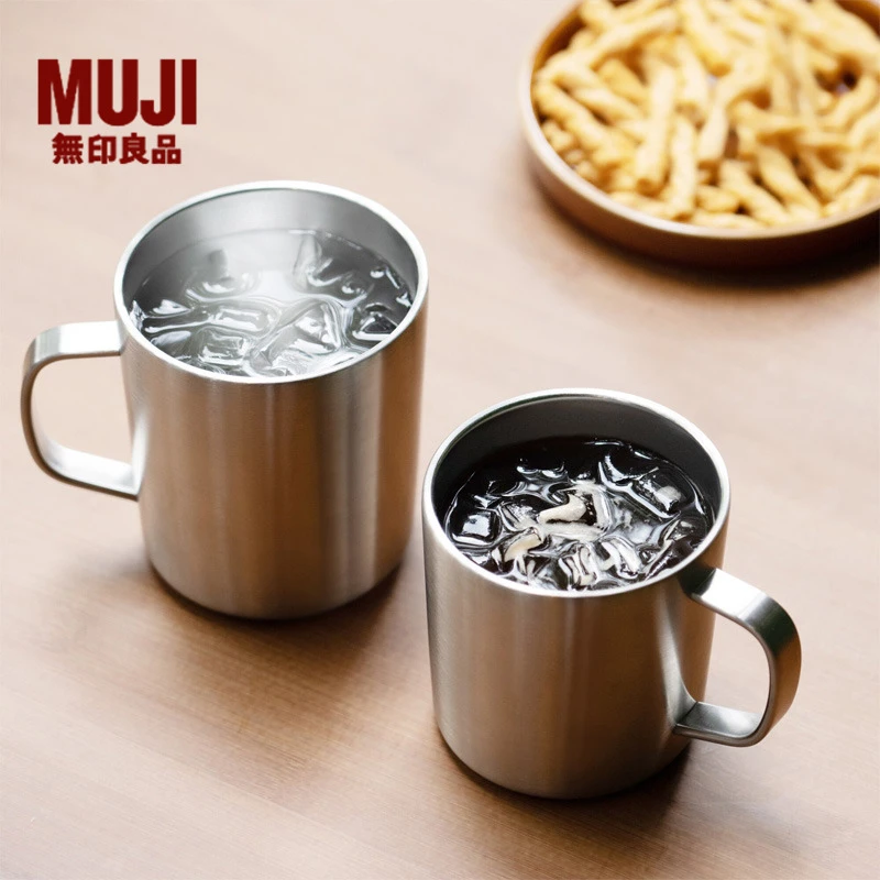 无印良品 MUJI 不锈钢双层马克杯 咖啡杯 办公室杯子保温杯保冷杯