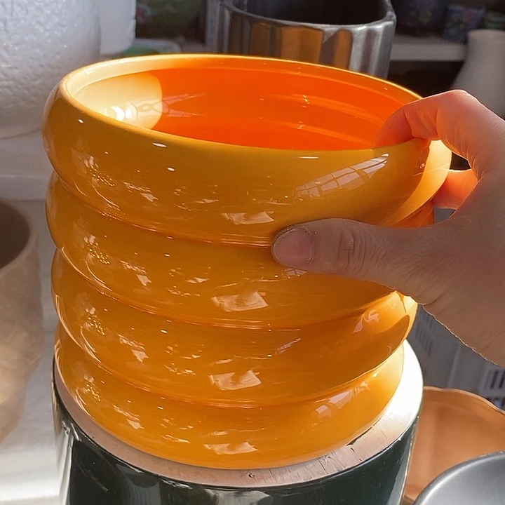 摆件陶陶盆有孔 瑕疵针孔漏釉介意勿拍外口 18外高15