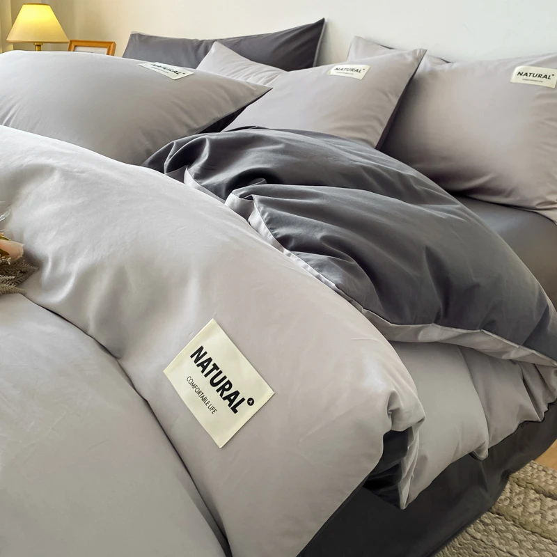 正品100%纯棉四件套纯色单人学生宿舍三件套全棉被套床单双人床上