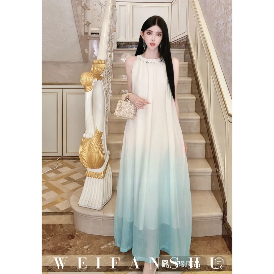 WEIFANSHU/魏凡舒【夏日海风】春夏新款设计感渐变度假海边连衣裙