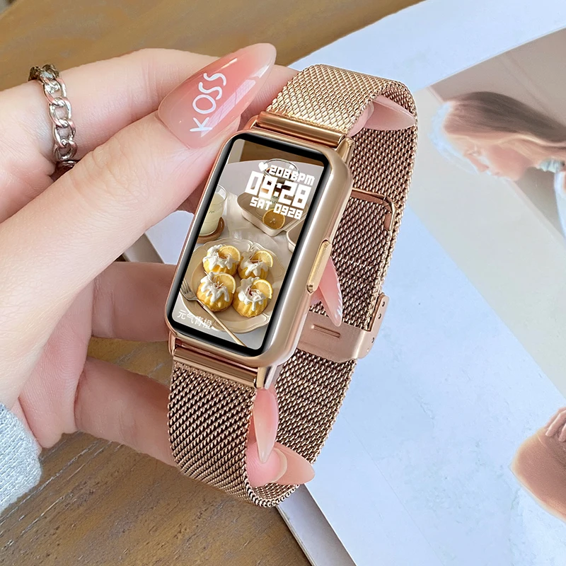 智能运动手环女款钢带多功能健康提醒运动测心率电子手表男女通用