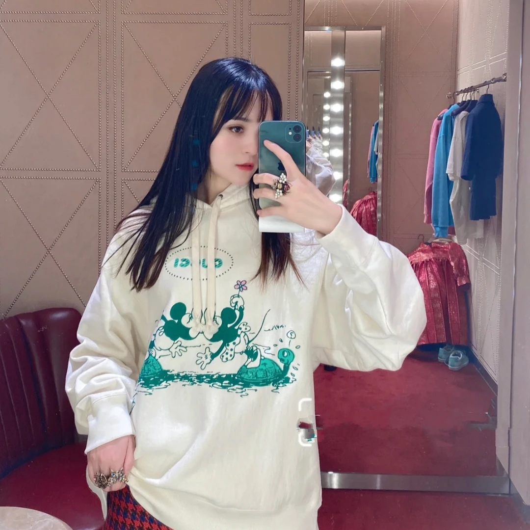 99新 GUCCI/古驰 aa2852 棉 迪士尼联名图案印花字母帽衫 xs码