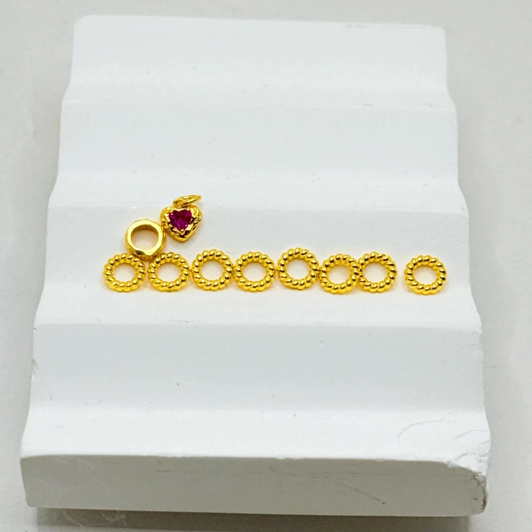 【金枝原】足金999爱心小跑环配件