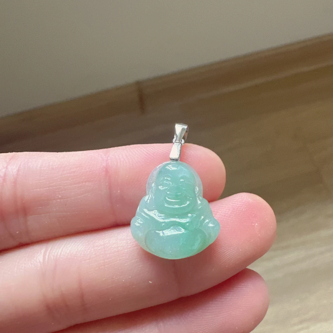 天然缅甸翡翠a货 佛公挂件 尺寸17.3*15.5*4.7