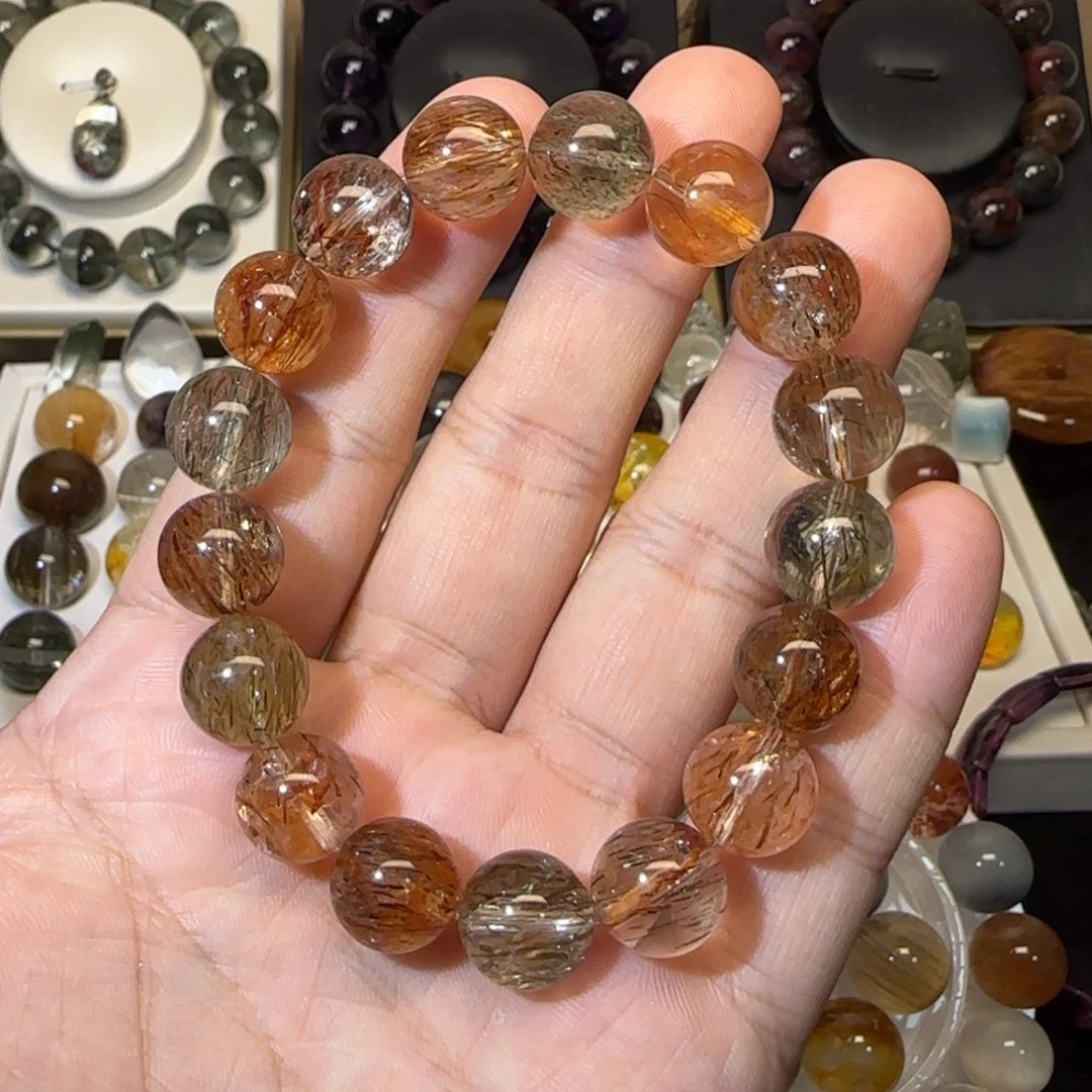 未镶嵌手串水晶12mm+黑金超七单圈多样性发货