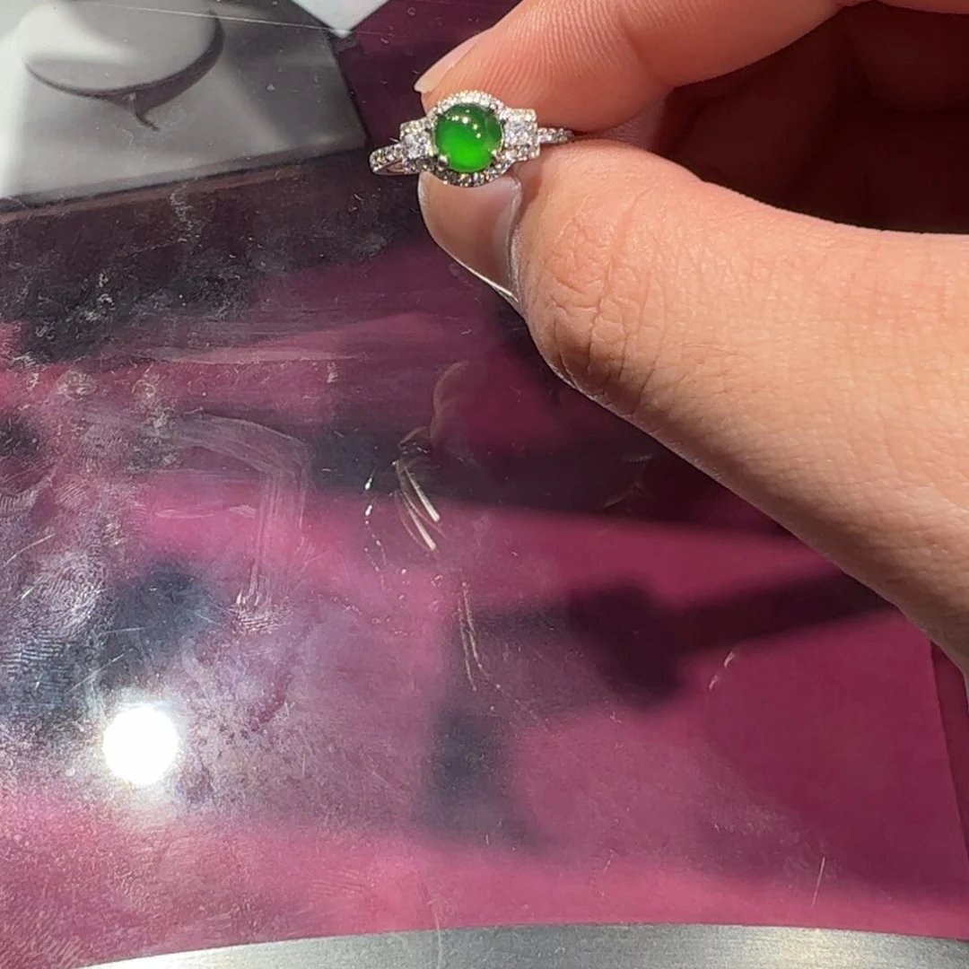 翡翠银S925镶嵌颈饰?天然A货翡翠戒指