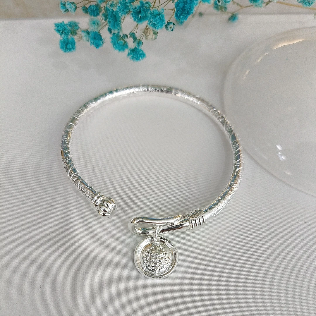 足银手镯 时尚足银吉言手镯南瓜头