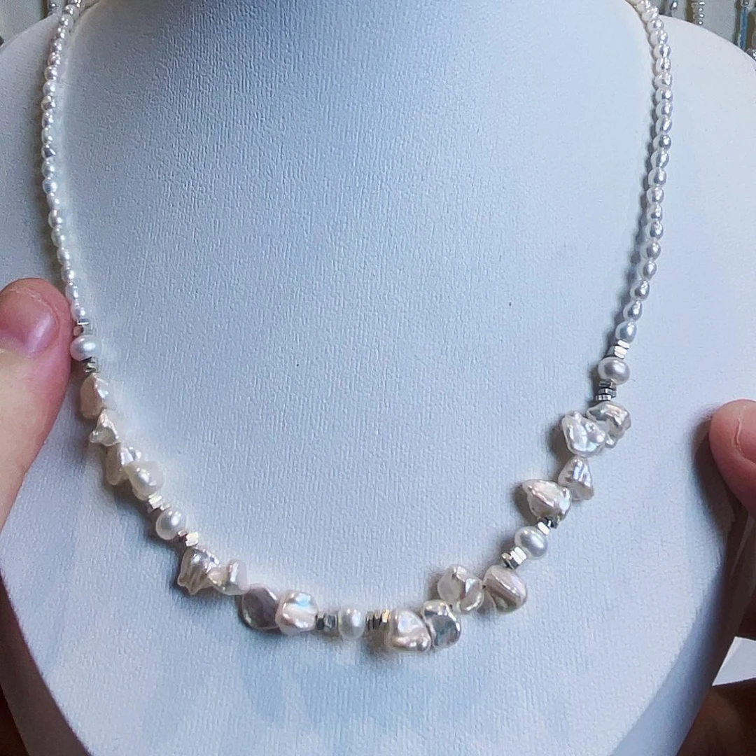 淡水珍珠银S925镶嵌颈饰