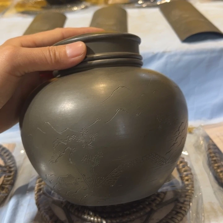 蜜安罐瓷香炉锡茶则