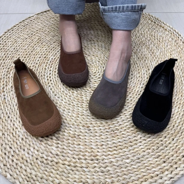 2263-17圆头秋季单鞋休闲鞋复古女鞋百搭舒适女鞋鞋豆豆鞋