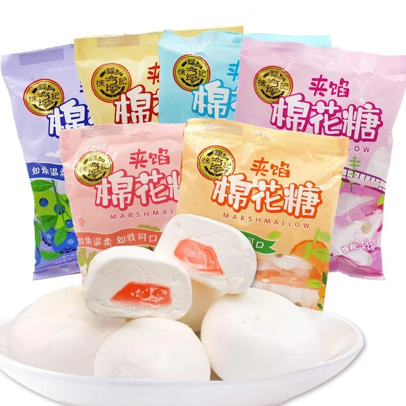 夹馅棉花糖64*6包蓝莓草莓办公休闲儿童聚会营养健康解馋