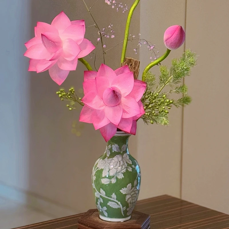 绿色新中式青花瓷陶瓷花瓶水培插花器客厅