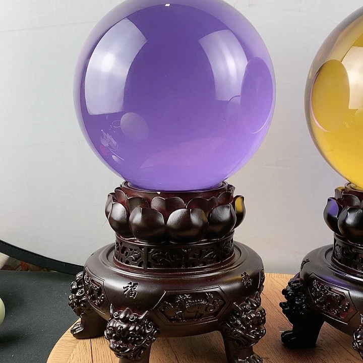 石材紫水晶直径20带高档底座