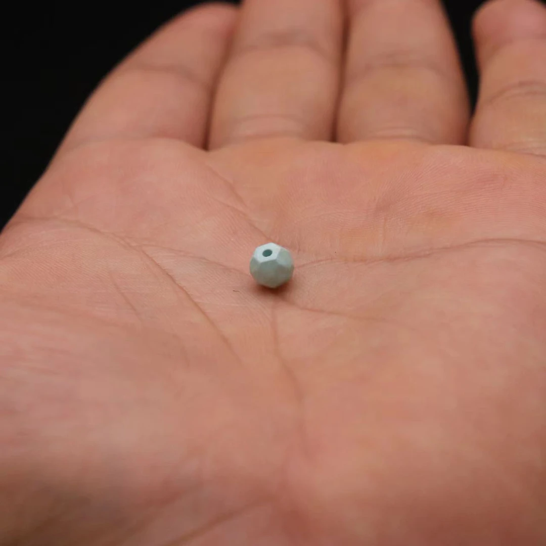 S5536 绿松无相单珠隔珠顶珠文玩配饰