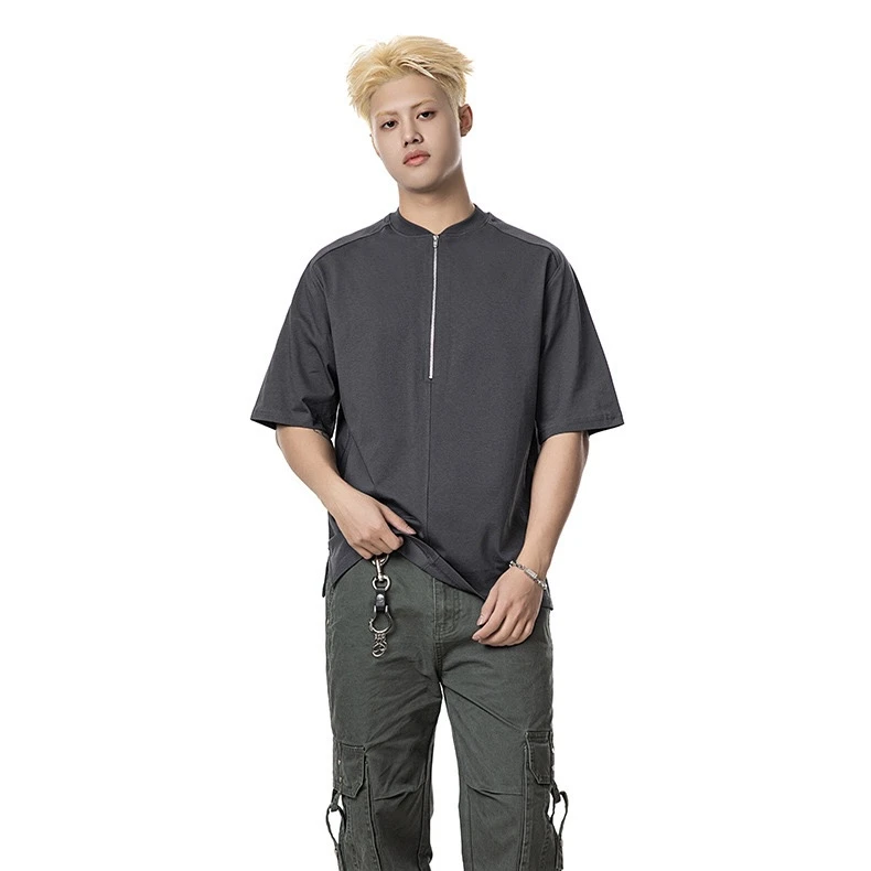 MYSHOP 剪裁拉链cleanfit纯色凉感速干索罗娜Sorona短袖t恤