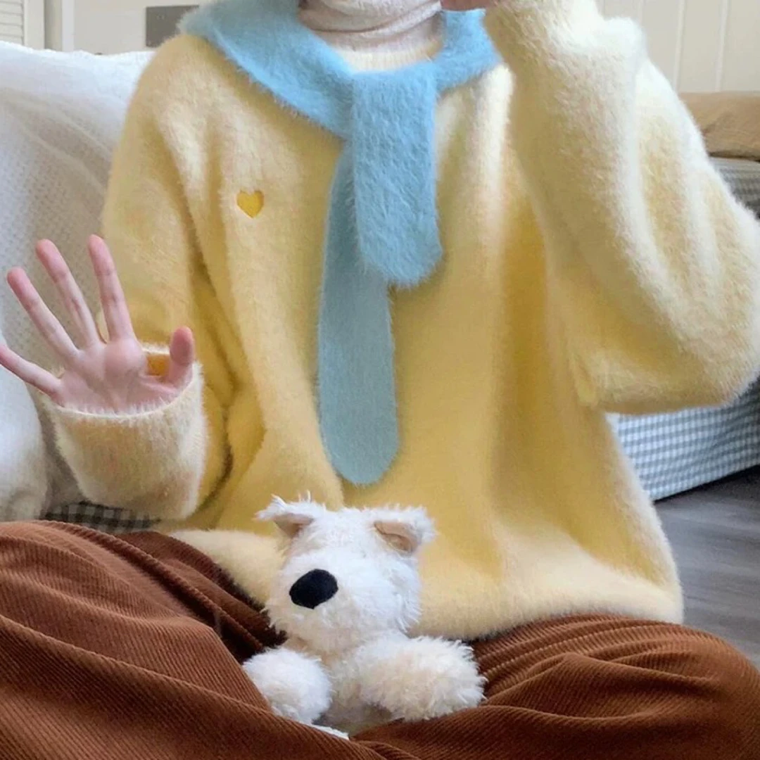 仿貂毛针织衫两件套坎肩连帽套头毛衣