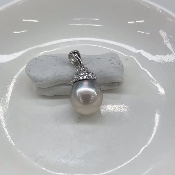 银S925镶嵌吊坠(不含链)海水珍珠11-12mm