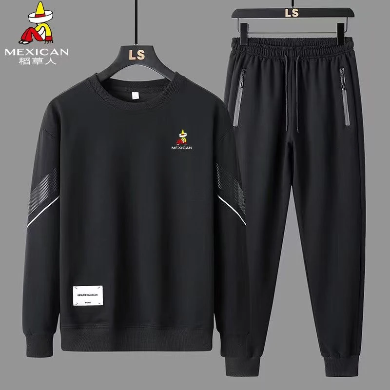 Mexican/稻草人冲锋衣春秋男士外套休闲运动套装男休闲套装宽松