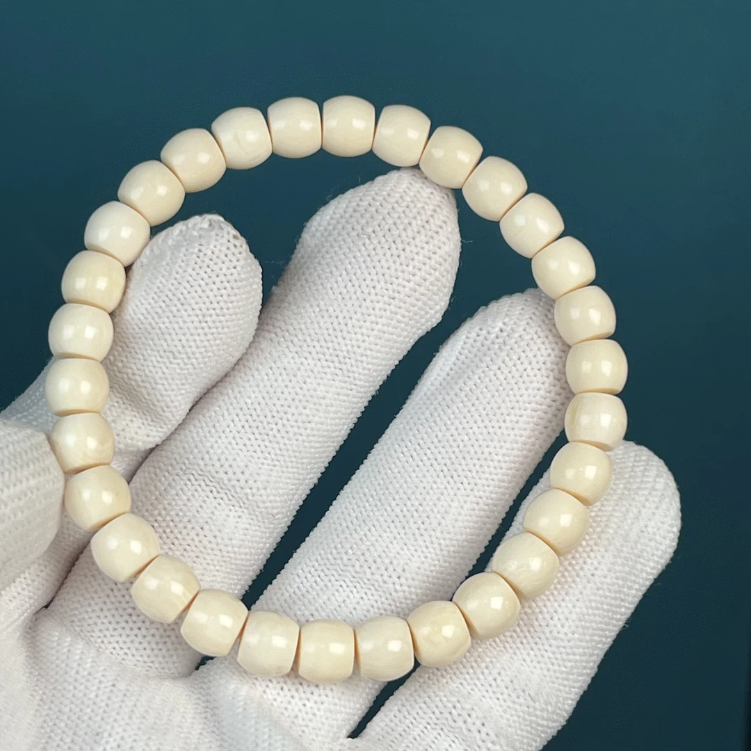 U2432天然猛犸牙 瑕疵特价桶珠手串7*6mm支持鉴定 假一罚四