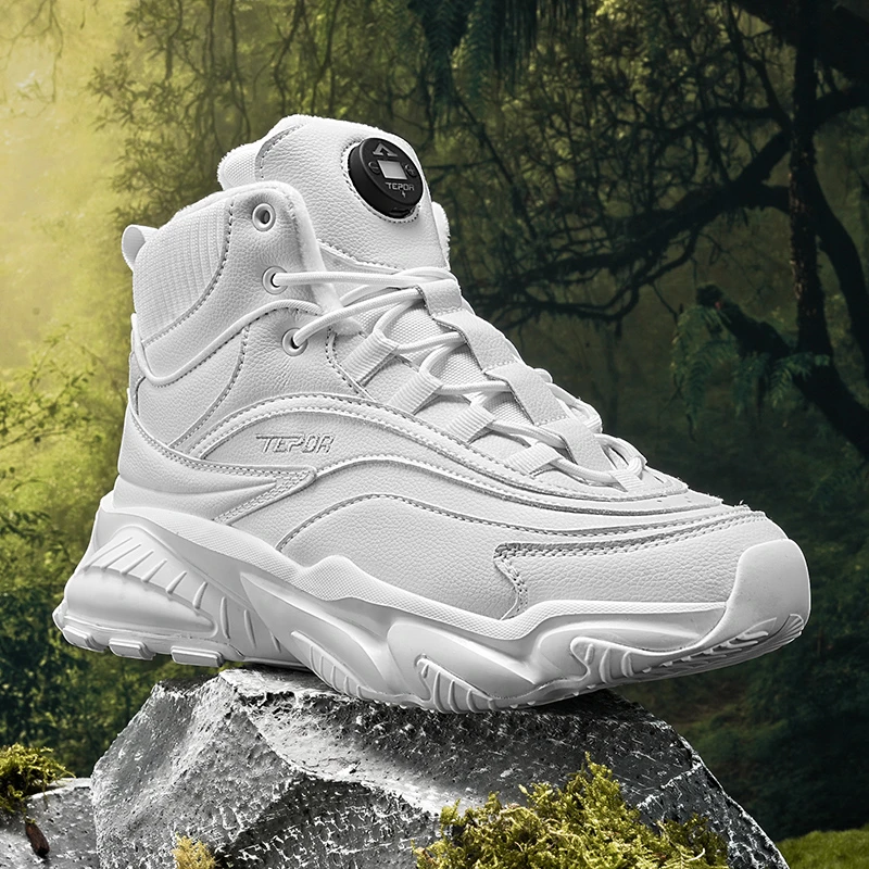 【官方正品】天跑老爹鞋加热充电秋冬季保暖情侣款高帮运动鞋白色潮