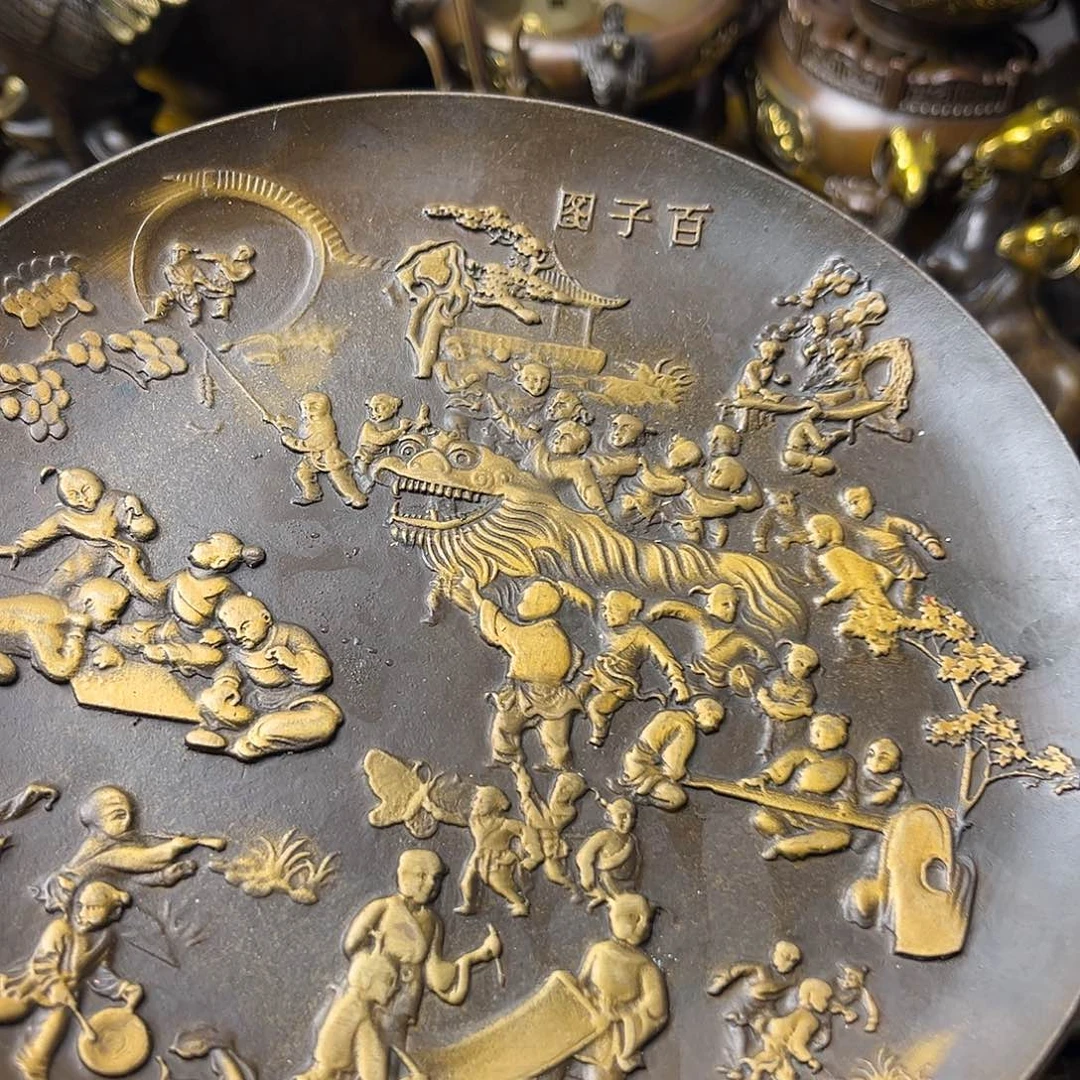 原矿风磨铜精雕摆件