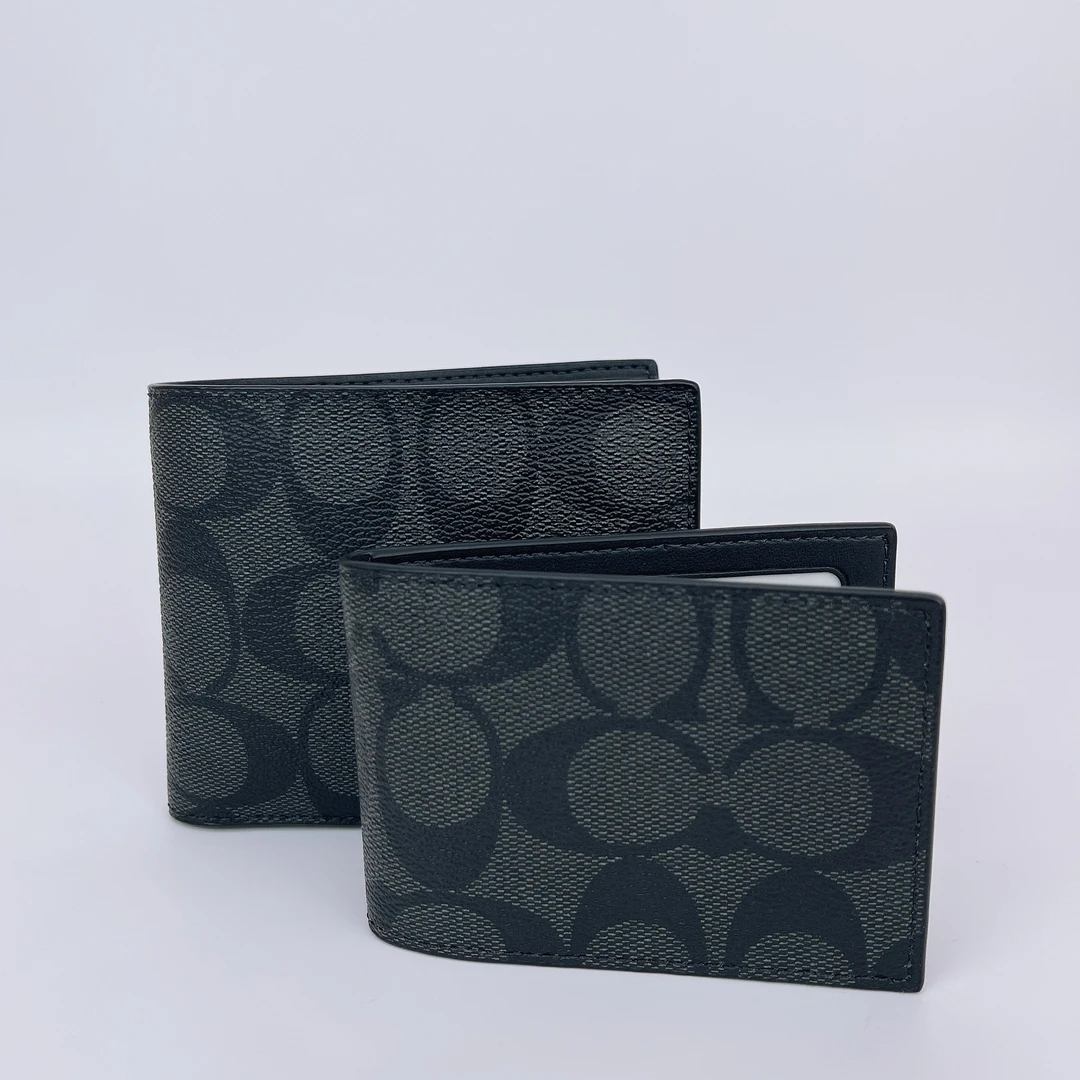 95新 COACH/蔻驰 蔻驰 灰色老花钱包底长11 M985