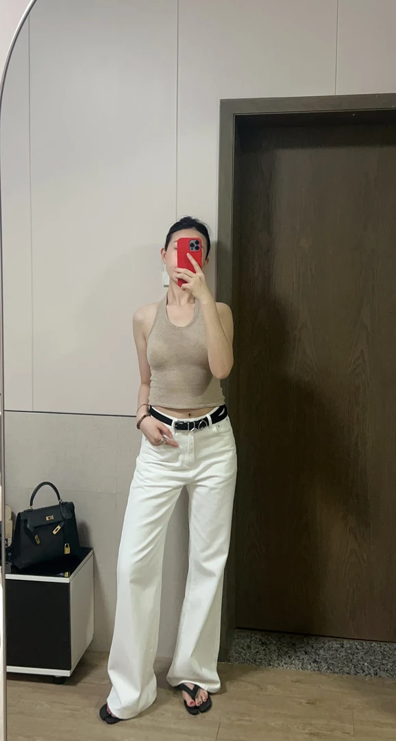 小众微辣白色牛仔裤