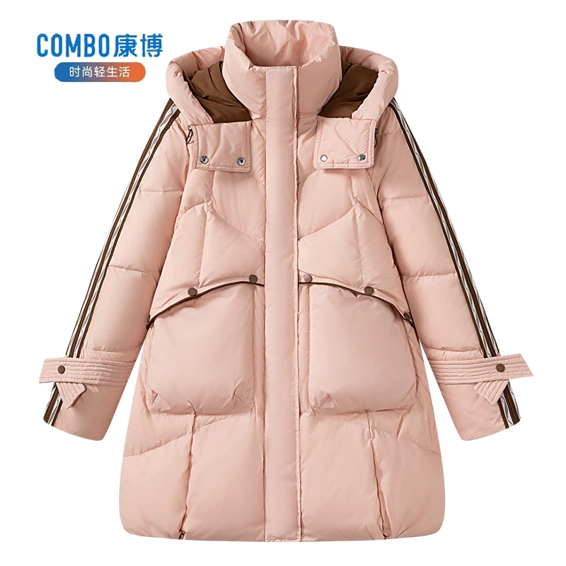 【姿姐】康博简约撞色羽绒服长款百搭外套K400101699