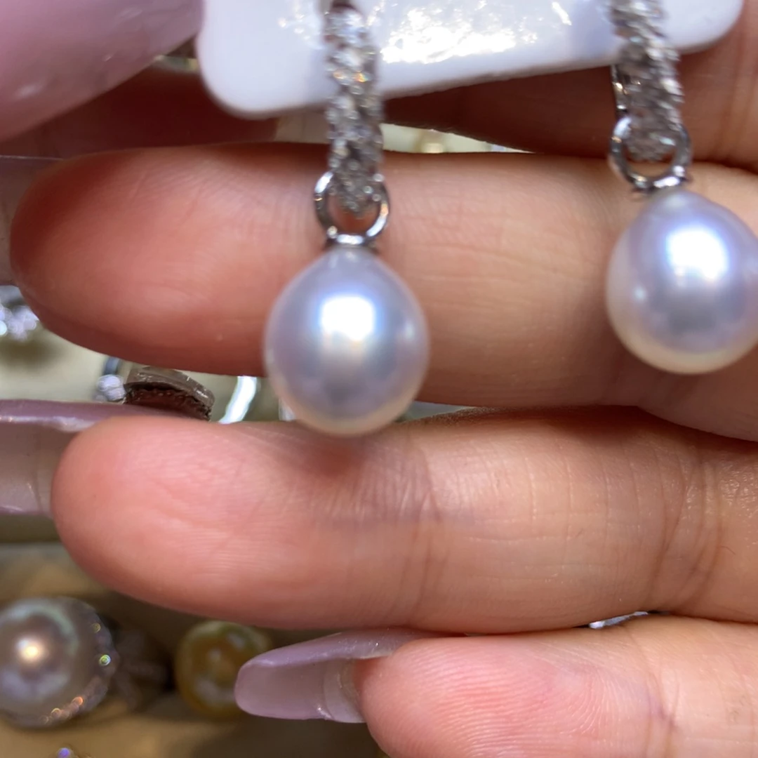 银S925镶嵌耳饰海水珍珠